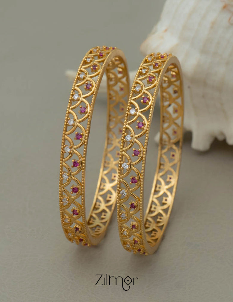 SG100983 - Gold Plated stone bangle (pair) 6-Zilmor