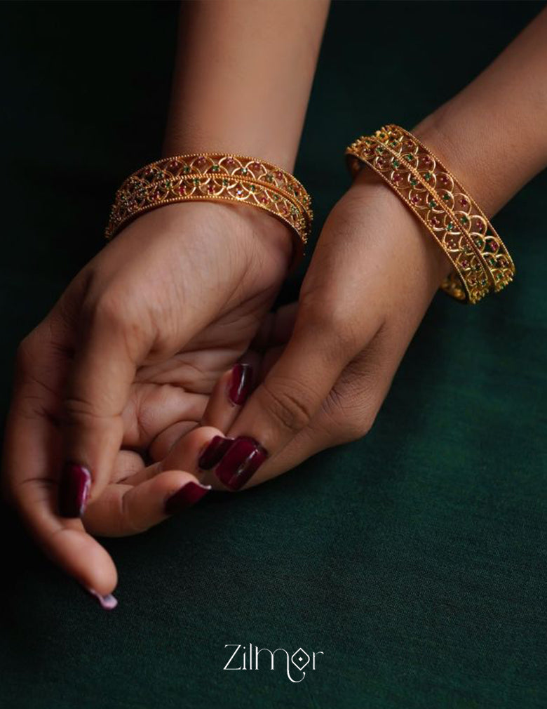 SG100983 - Gold Plated stone bangle (pair) 4-Zilmor