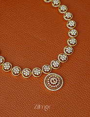 SN1011672 - Premium Finish Antique AD Stone Choker Necklace Earrings Set 3-Zilmor