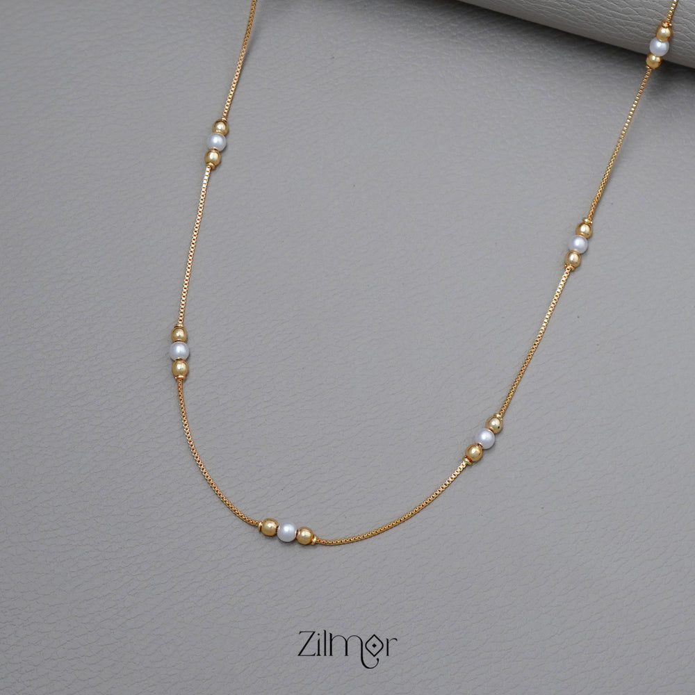 KT1011418 - Gold toned Simple Pearl Necklace
