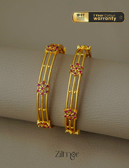 KF101753 - Gold Plated stone bangle (pair)