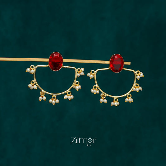 Crystal Stone with Pearl  Earrings - KE100415