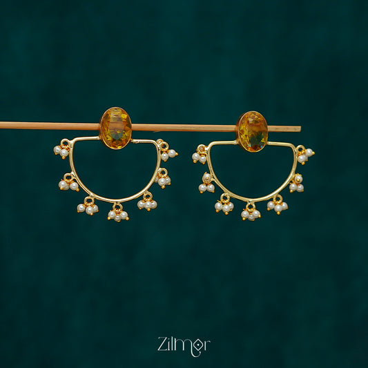 Crystal Stone with Pearl  Earrings - KE100415