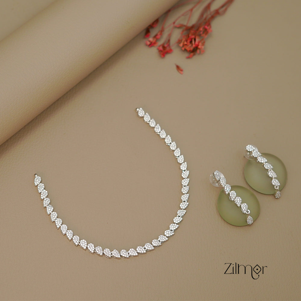 SN1011449 - AD Stone Choker Necklace Earrings Set