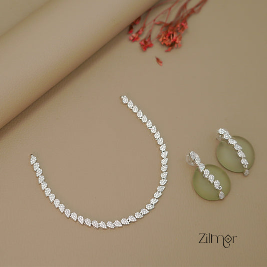 SN1011449 - AD Stone Choker Necklace Earrings Set