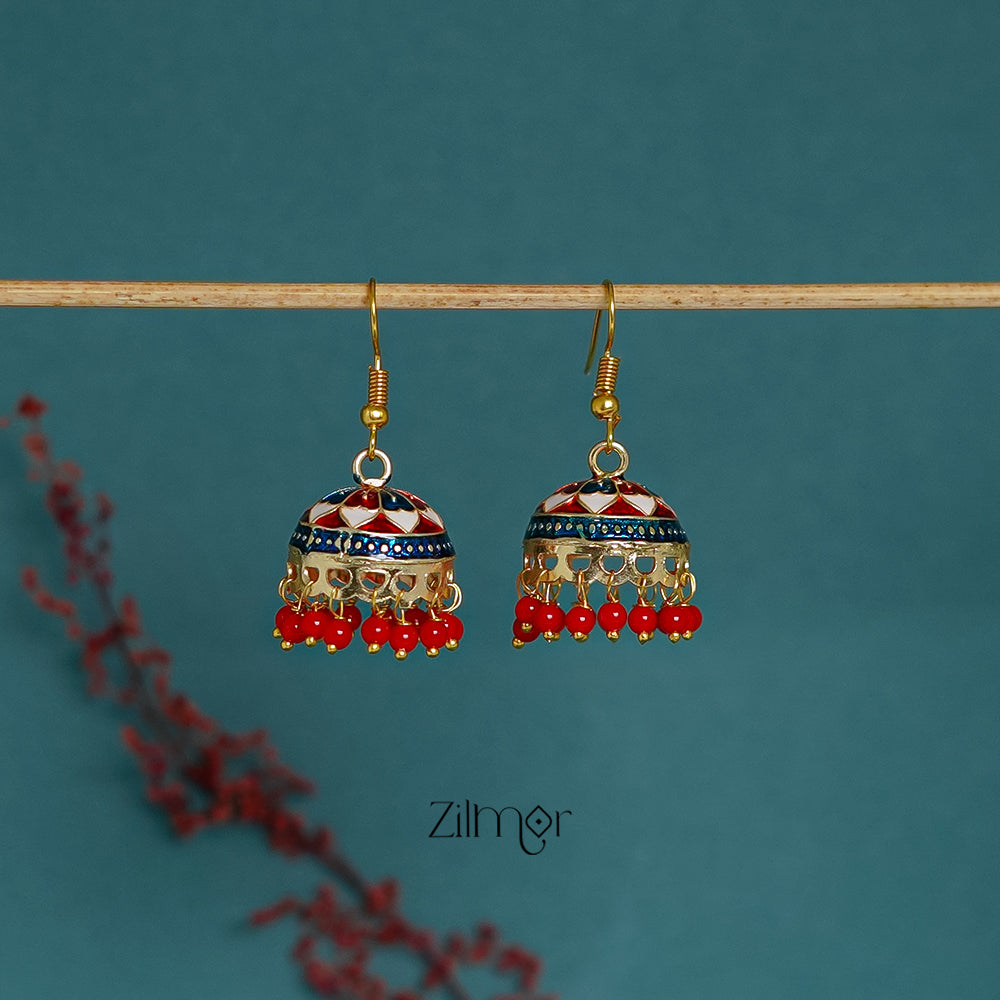 ZI1011284 - Meenakari Jhumka Earrings