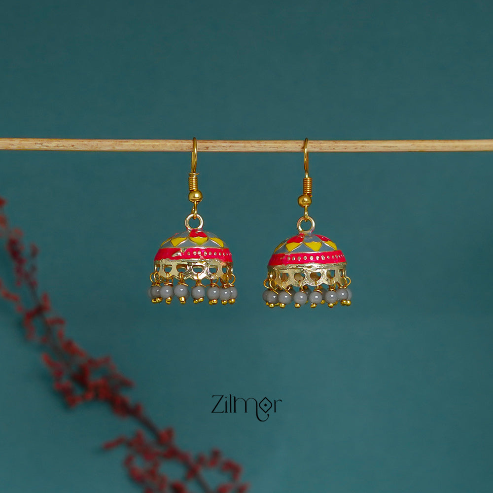 ZI1011284 - Meenakari Jhumka Earrings 1-Zilmor