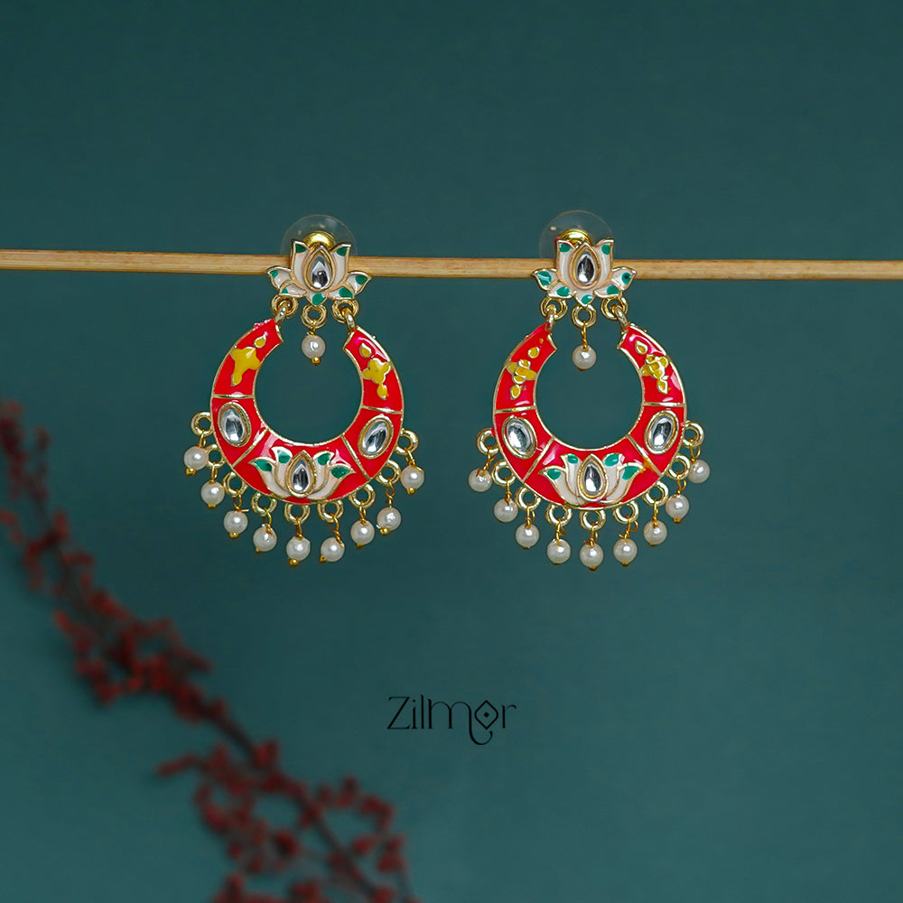 ZI1011291 - Meenakari Chandbali Earrings