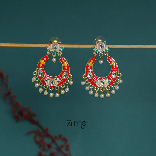 ZI1011291 - Meenakari Chandbali Earrings