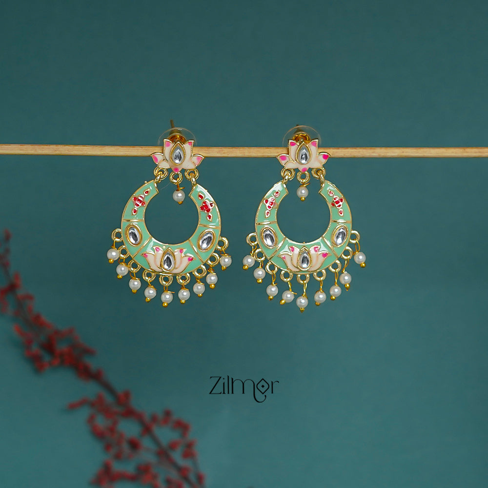 ZI1011291 - Meenakari Chandbali Earrings