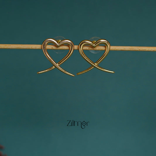 PE1011349 -Gold tone Heart Shape  Earrings