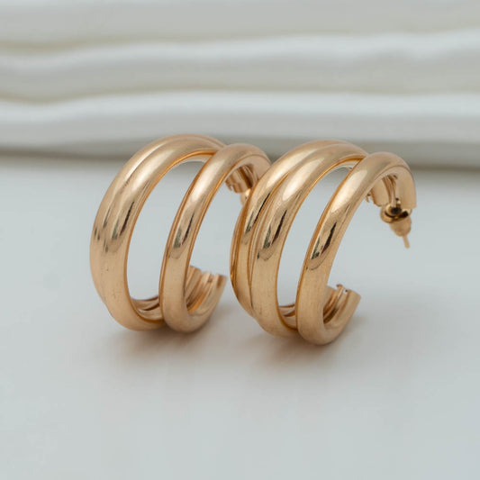 BK0098 - Three Layered Hoop Earrings