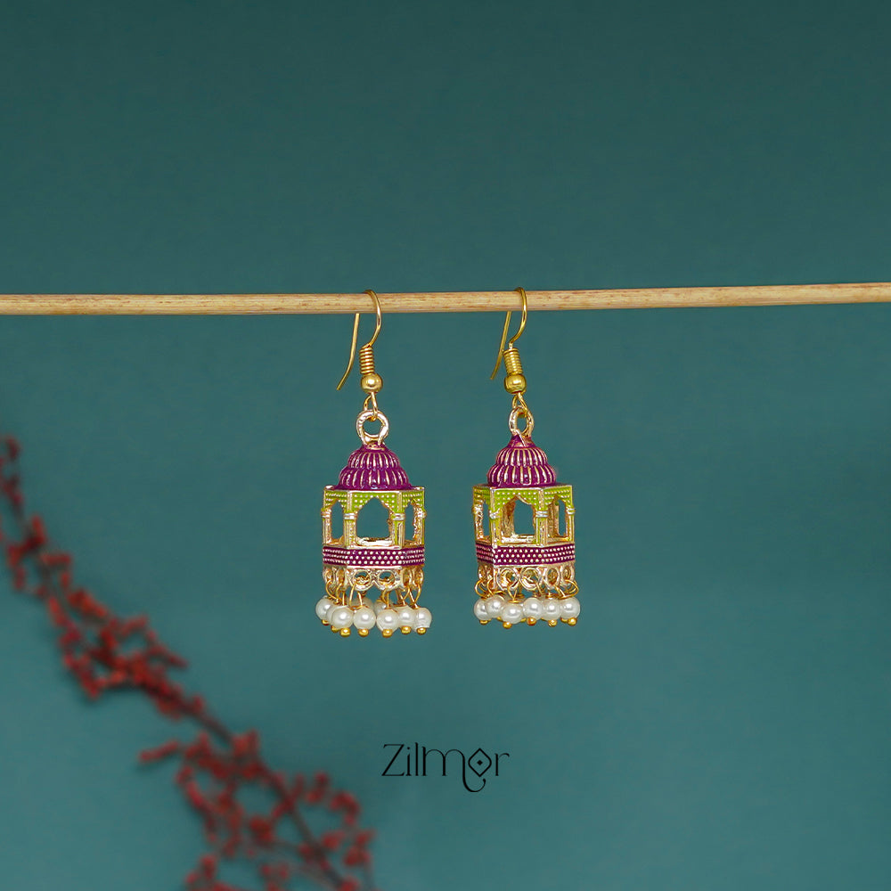 ZI1011287 - Meenakari Jhumka Earrings