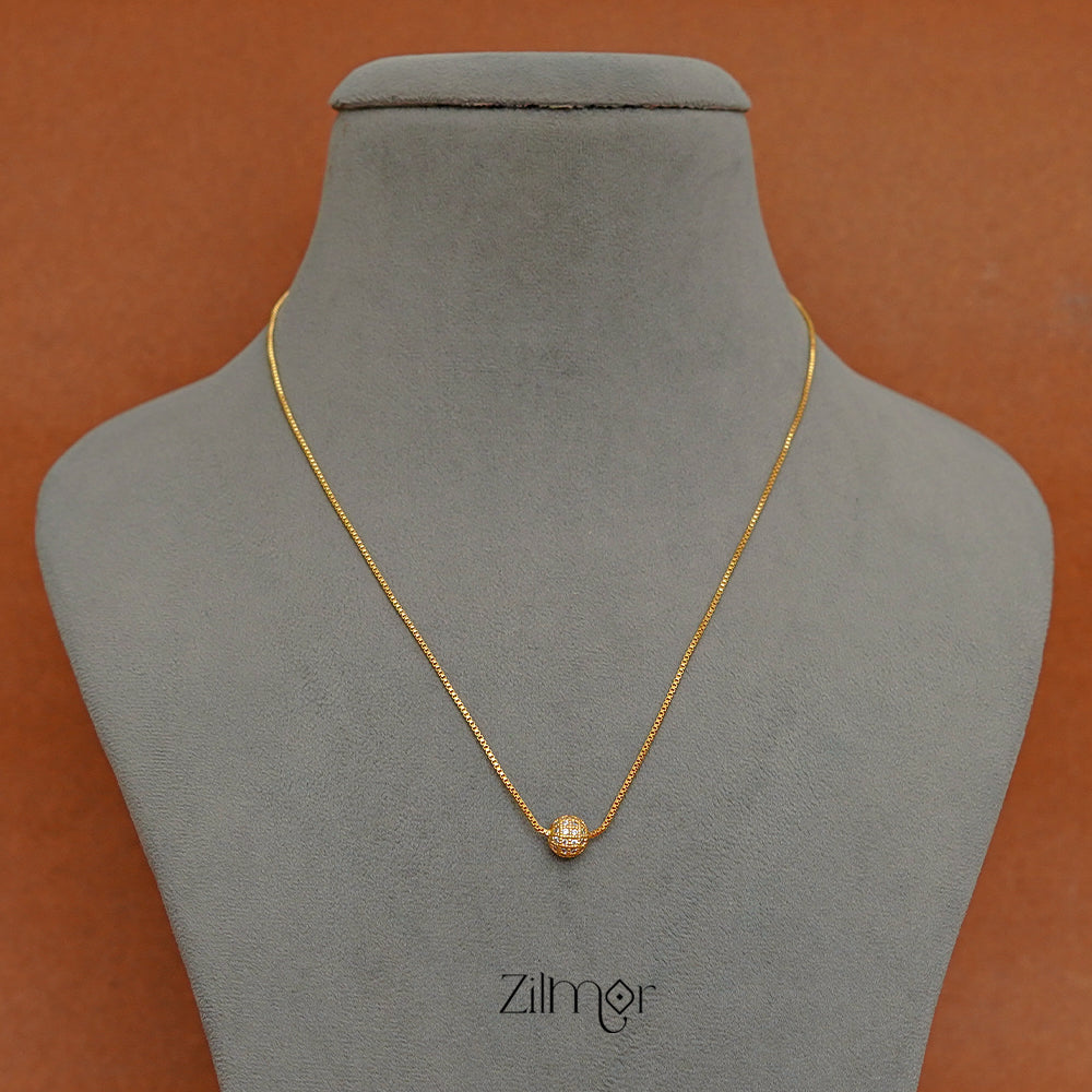 PP1011348 -  Gold Tone AD Stone Pendant Simple Necklace