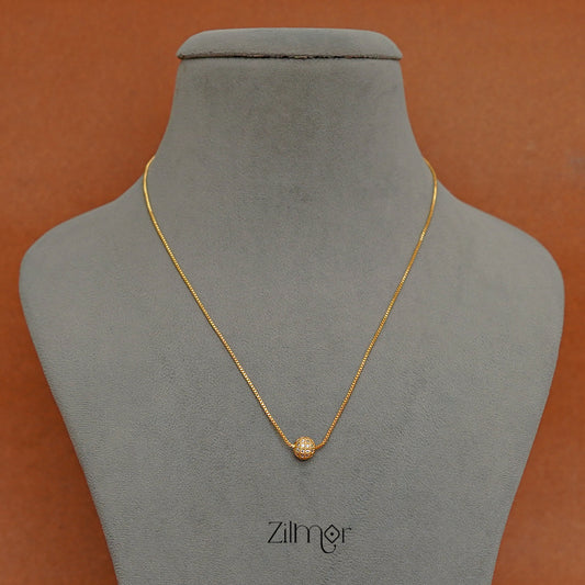 PP1011348 -  Gold Tone AD Stone Pendant Simple Necklace