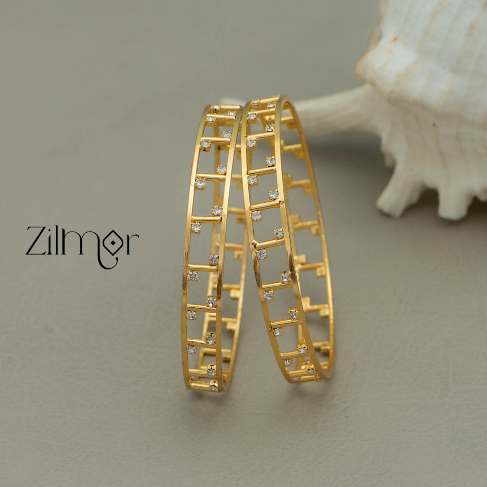 KF101629 - Gold Plated stone bangle (pair)
