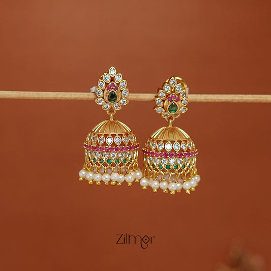 SN1011376 -Ad Stone Jumkha Earrings