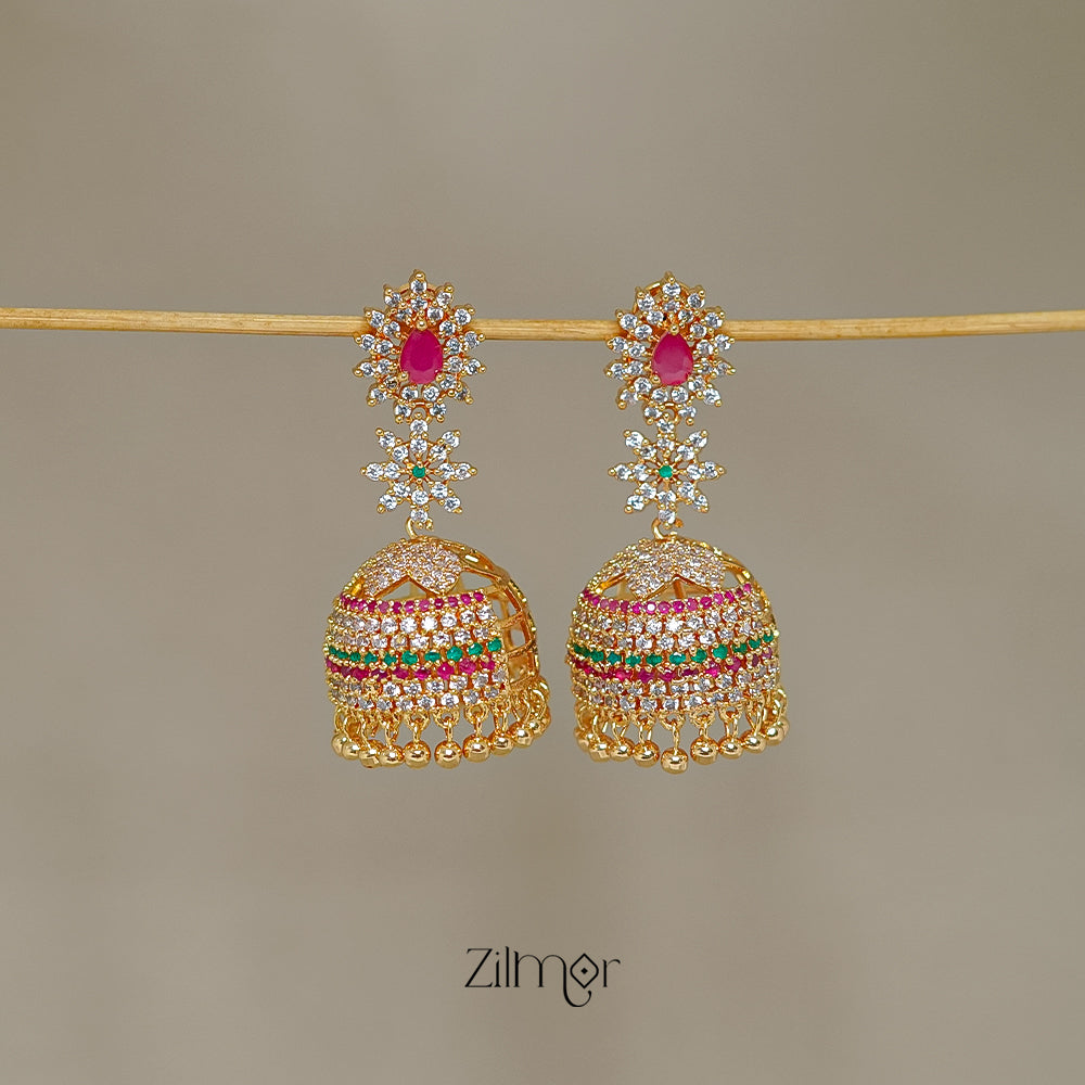 SN1011363 -Ad Stone Jumkha Earrings