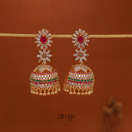 SN1011363 -Ad Stone Jumkha Earrings