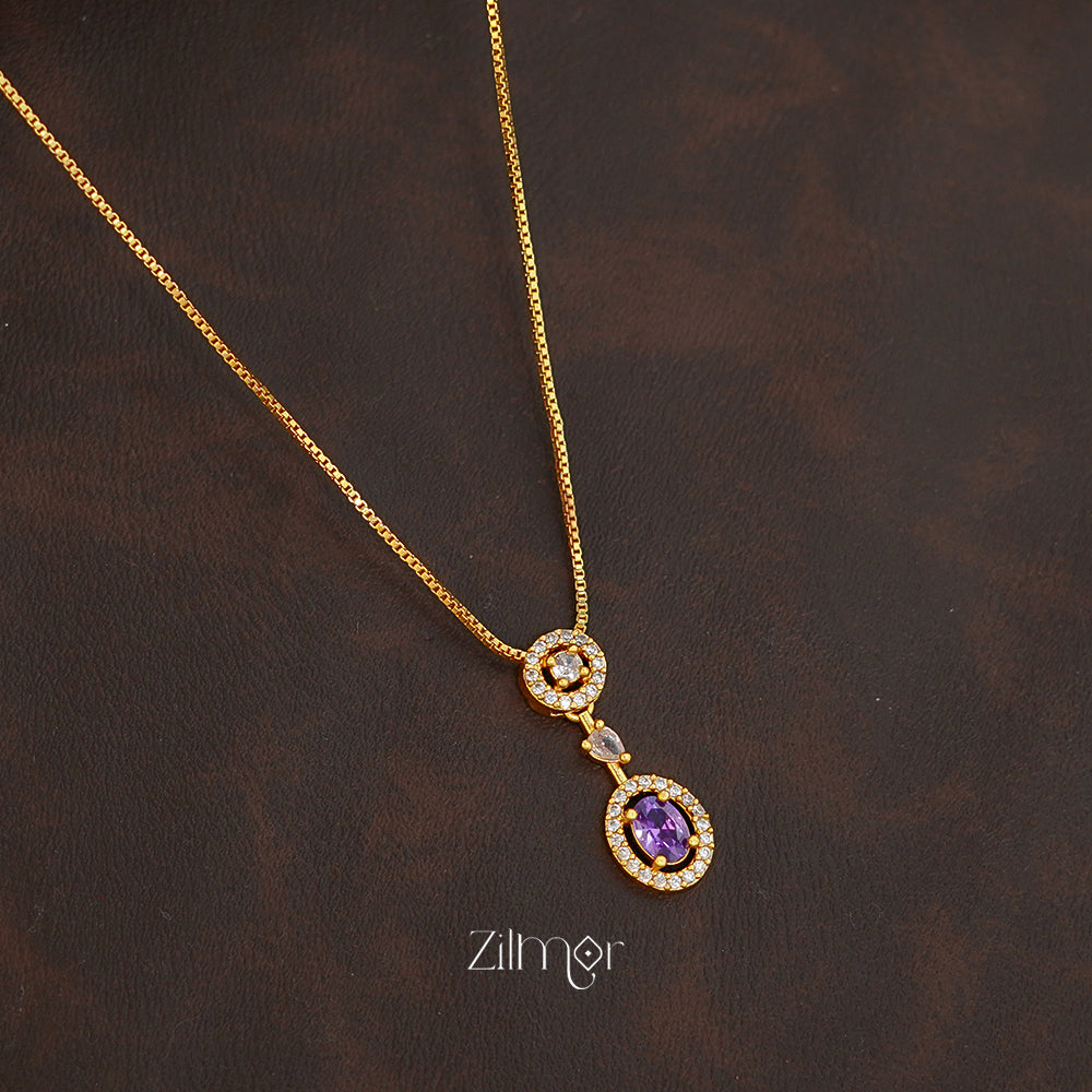 ZK1011408 -  Gold Tone AD Stone Pendant Simple Necklace