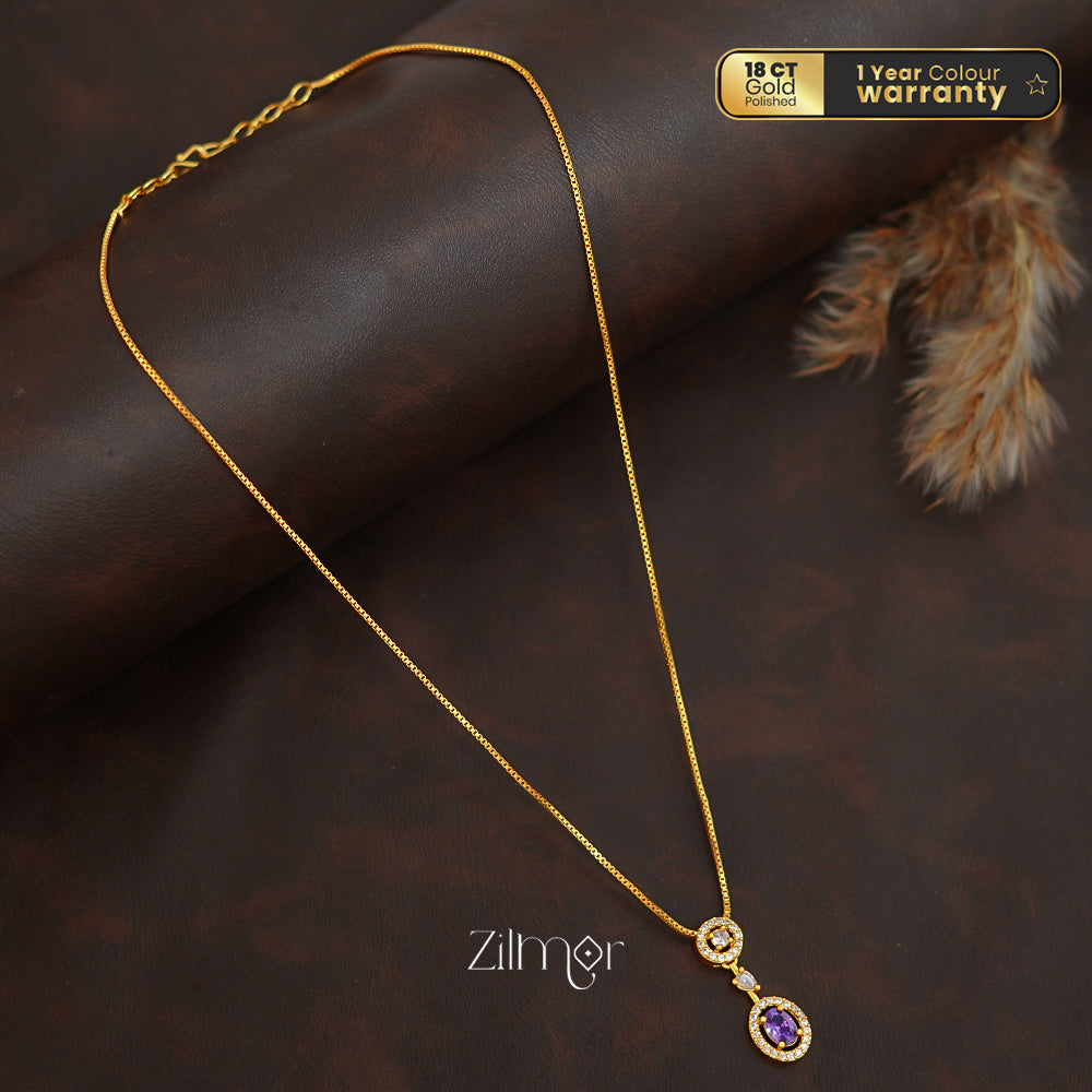 ZK1011408 -  Gold Tone AD Stone Pendant Simple Necklace