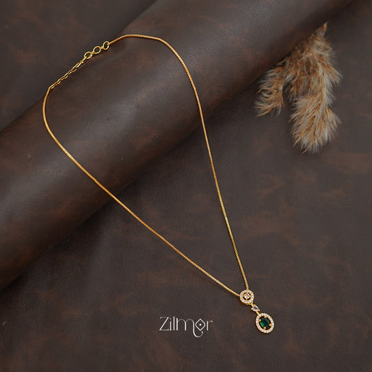 ZK1011408 -  Gold Tone AD Stone Pendant Simple Necklace