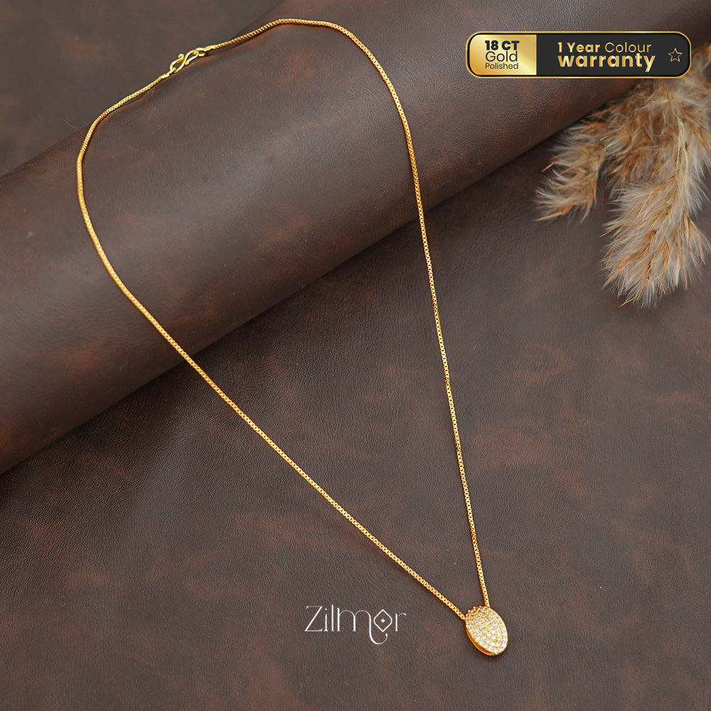 ZK1011406 -  Gold Tone AD Stone Pendant Simple Necklace