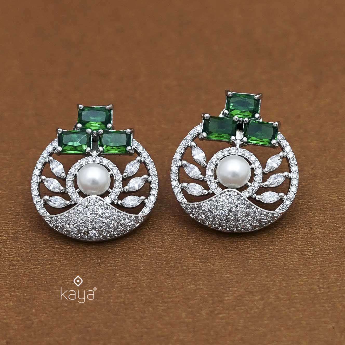 KL101215- Silver Color AD Stone Earrings (color option)
