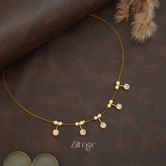 SN1011423- AD Stone with Pearl Pendant Hanging Invisible Necklace