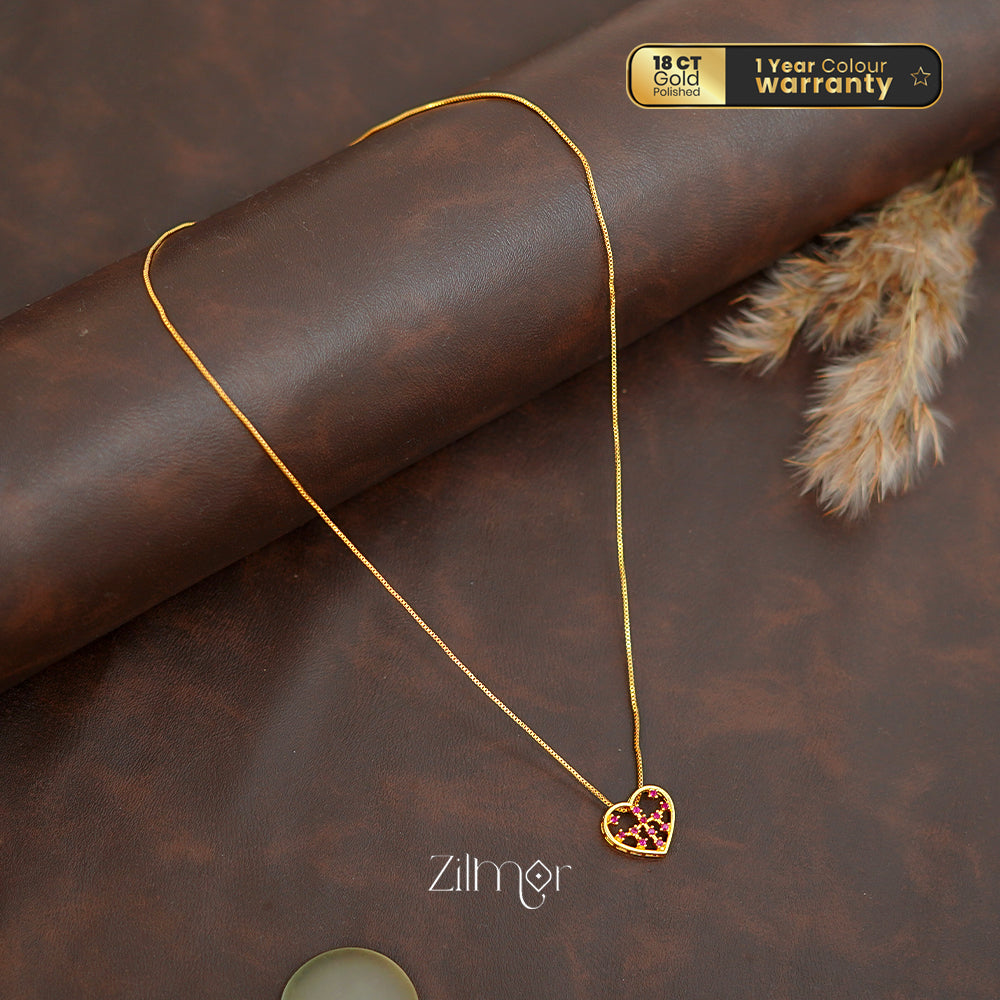 ZK1011407 -  Gold Tone AD Stone Pendant Simple Necklace