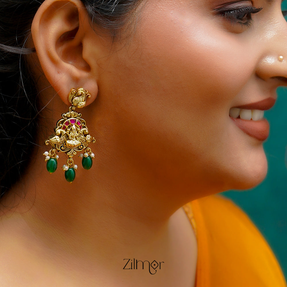 ZL1011437 - Premium Antique  Lakshmi Hanging Earrings