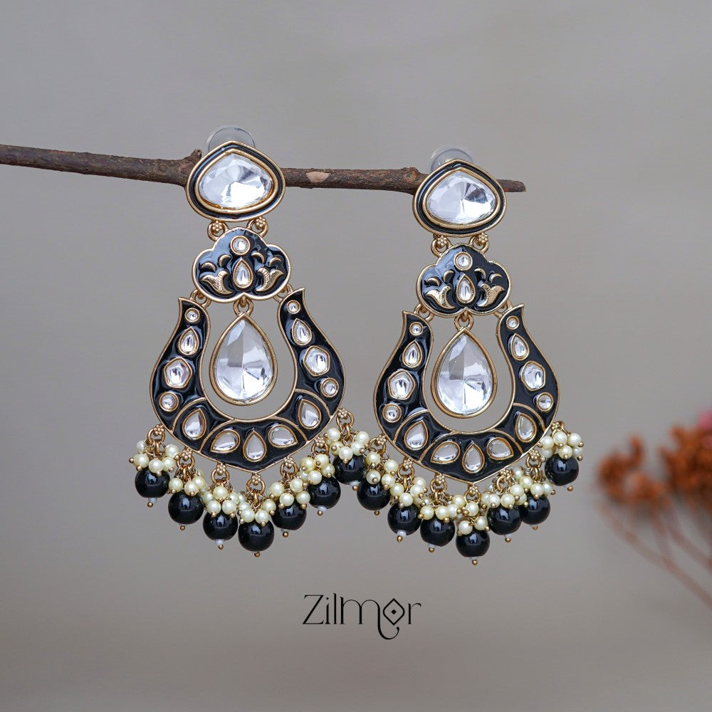 FS1011254 -  Kundan Chandbali Studded Drop Earrings