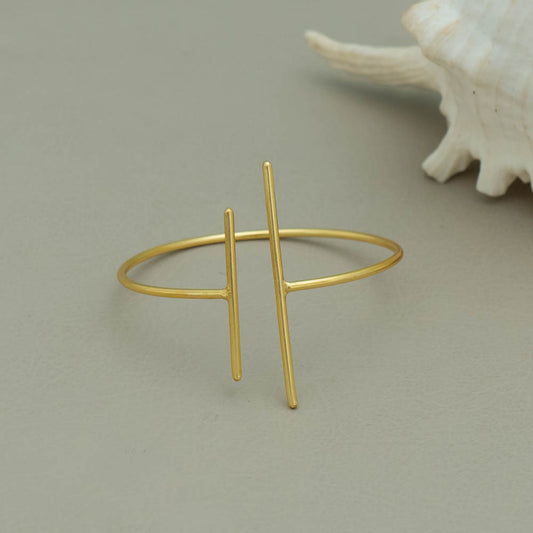Gold plated  Parallel bars simple Bangle - KC100698