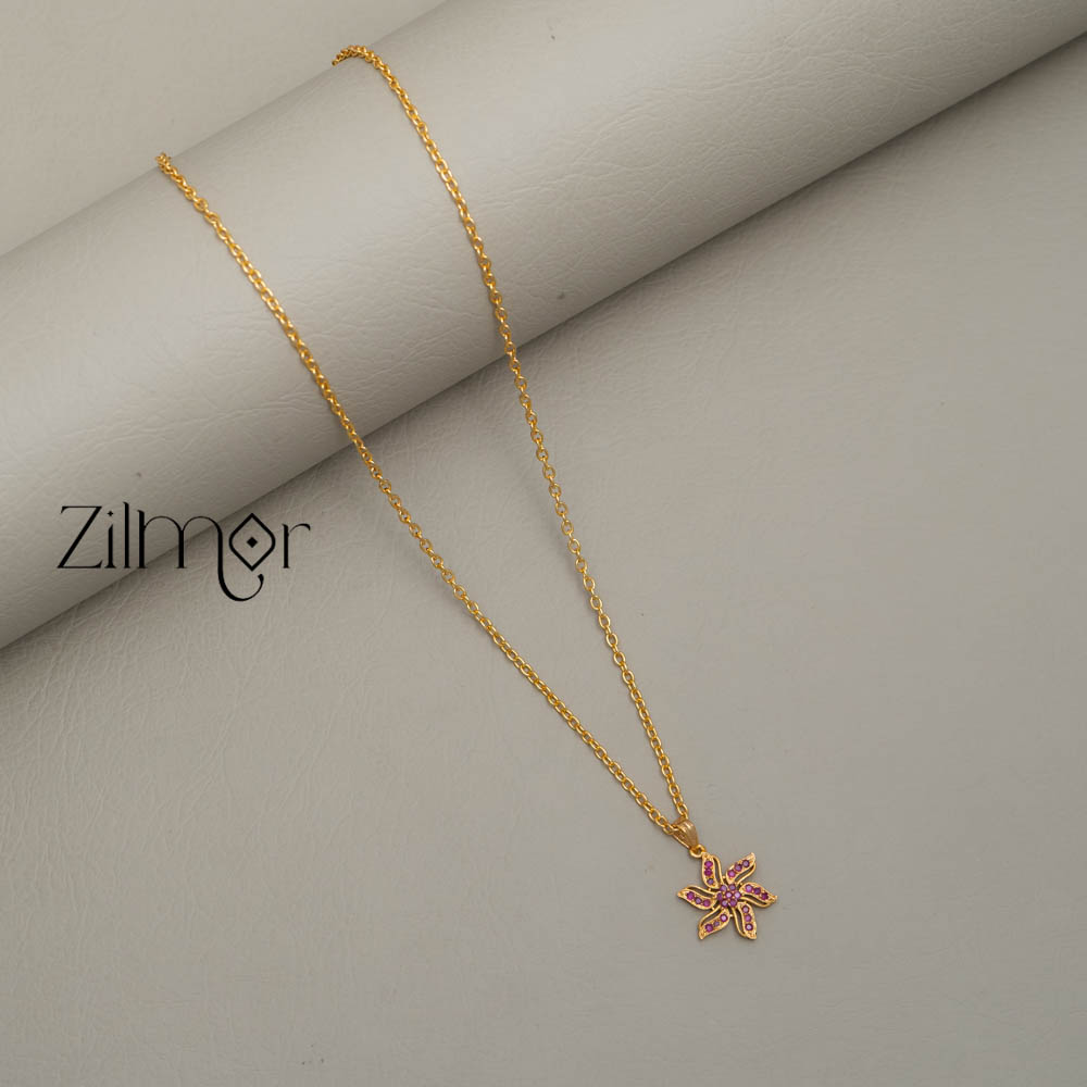 Gold toned Simple chain With Pendant (color option) -PE100628