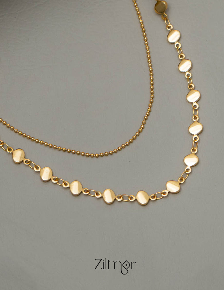 KY101536 - Anti Tarnish Dot Layered chain Necklace 2-Zilmor