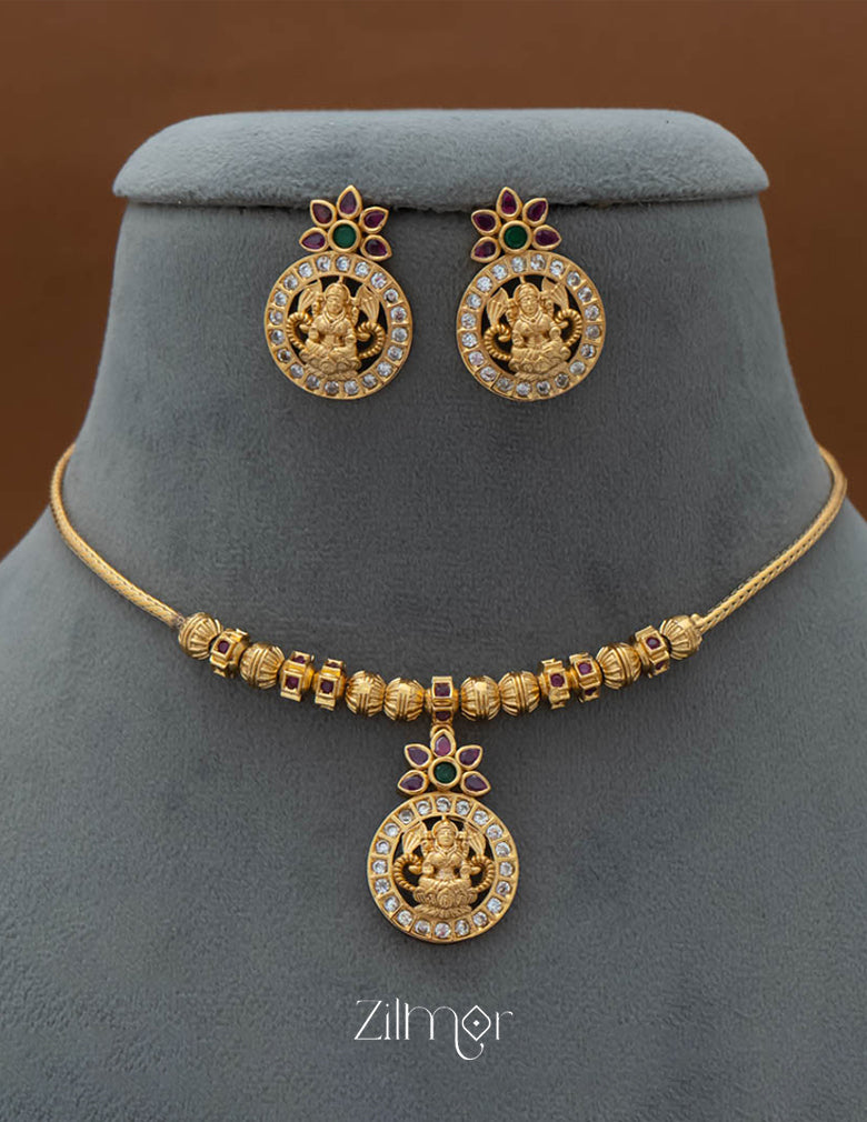 SN101793- AD Stone Pendant Antique Necklace Earrings Set 5-Zilmor