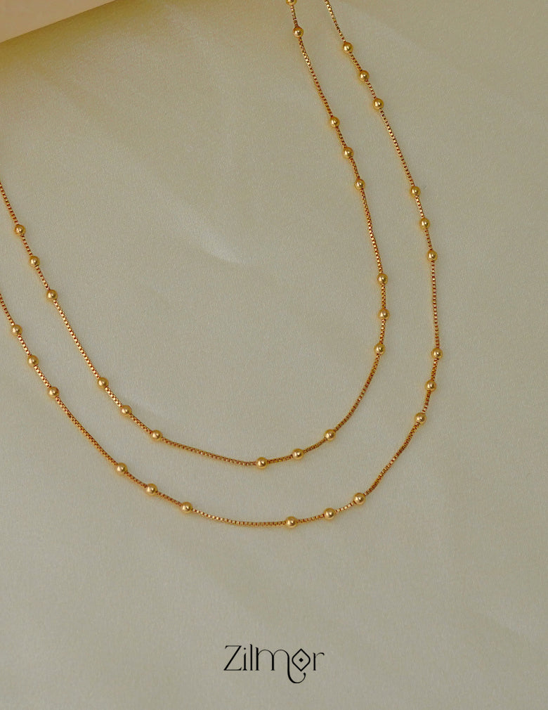 KT1011704- Anti Tarnish Gold Plated Double layer Ball Chain Necklace 3-Zilmor