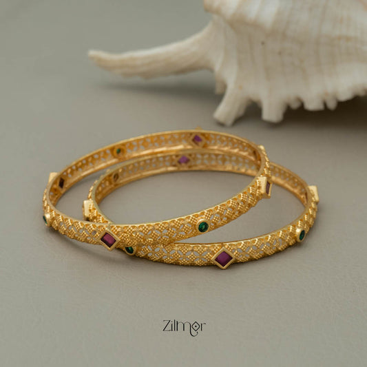 Gold Plated stone bangle - SK10056 (pair)