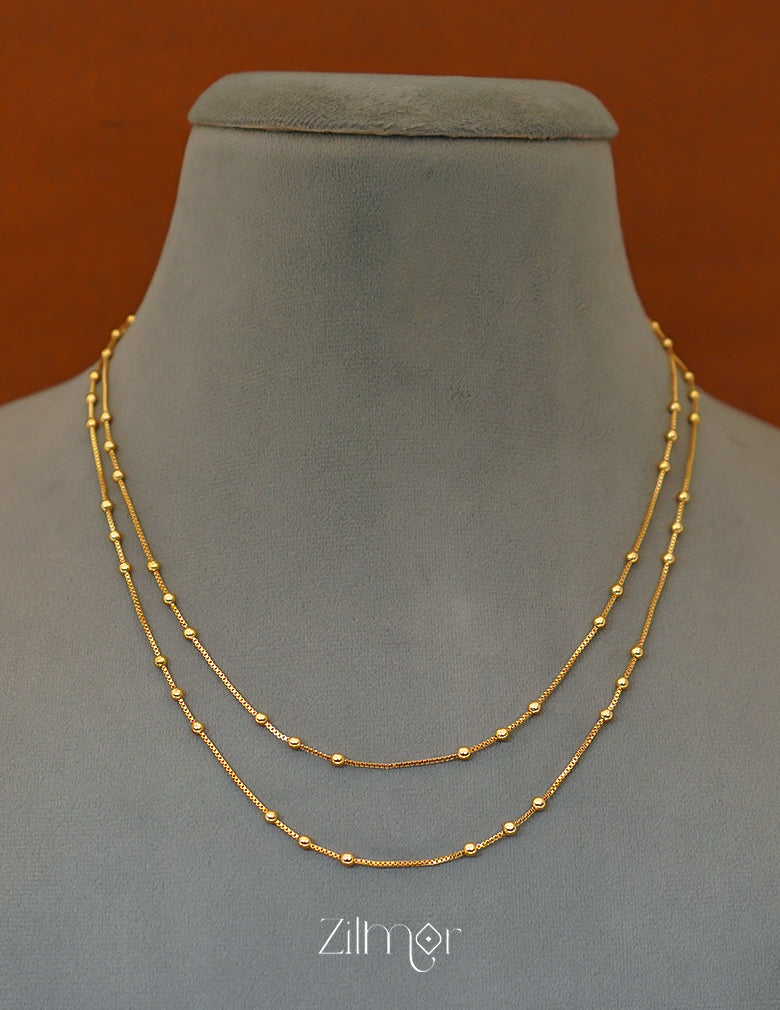 KT1011704- Anti Tarnish Gold Plated Double layer Ball Chain Necklace 2-Zilmor