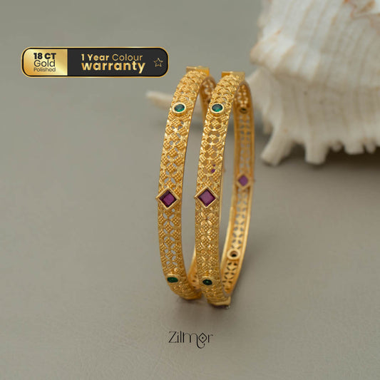 Gold Plated stone bangle - SK10056 (pair)