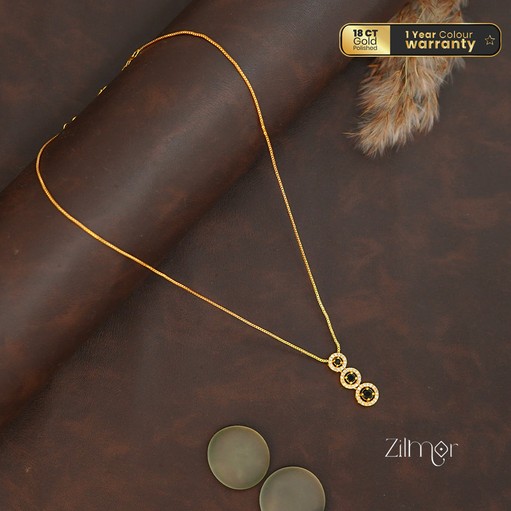 ZK1011409 -  Gold Tone AD Stone Pendant Simple Necklace