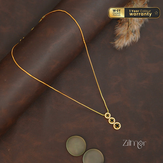 ZK1011409 -  Gold Tone AD Stone Pendant Simple Necklace