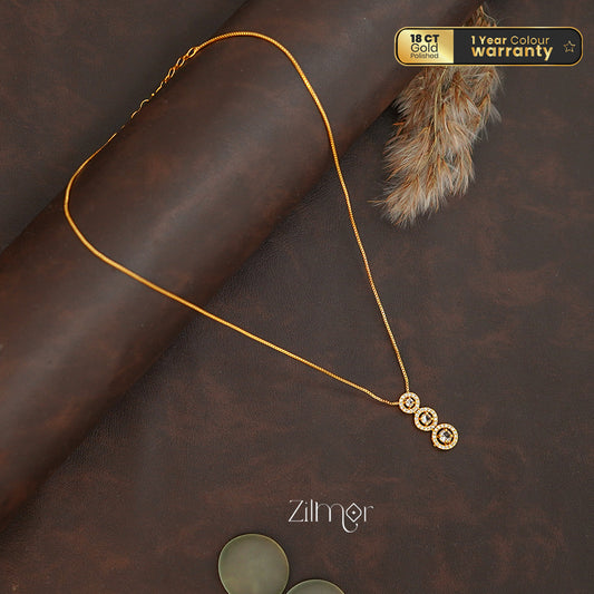 ZK1011409 -  Gold Tone AD Stone Pendant Simple Necklace