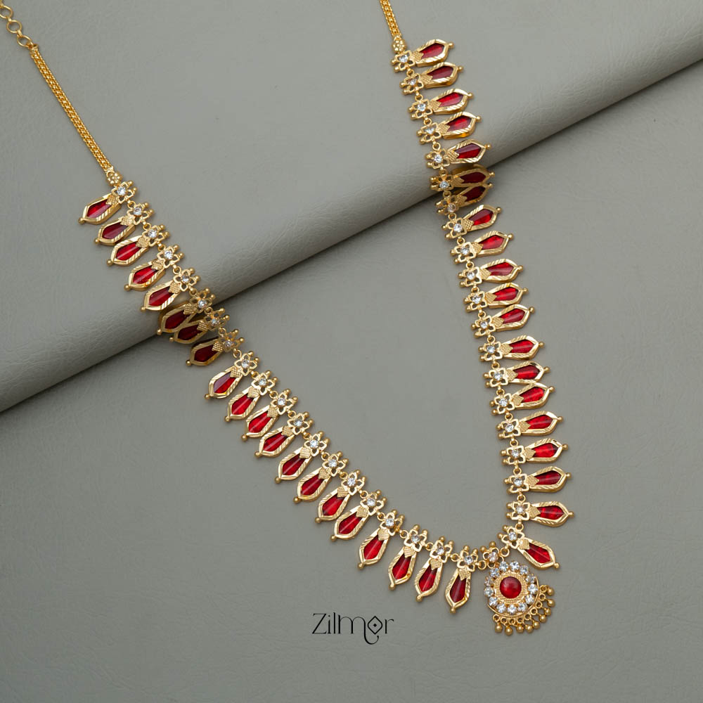 PP101148 - Gold tone Nagapadam Long Necklace Haram