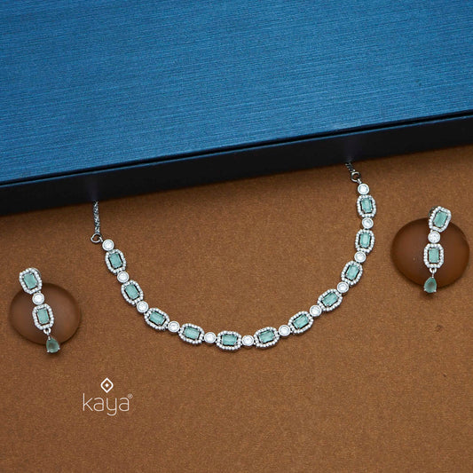 KL101213 - AD Stone Necklace with Earring set (color option)