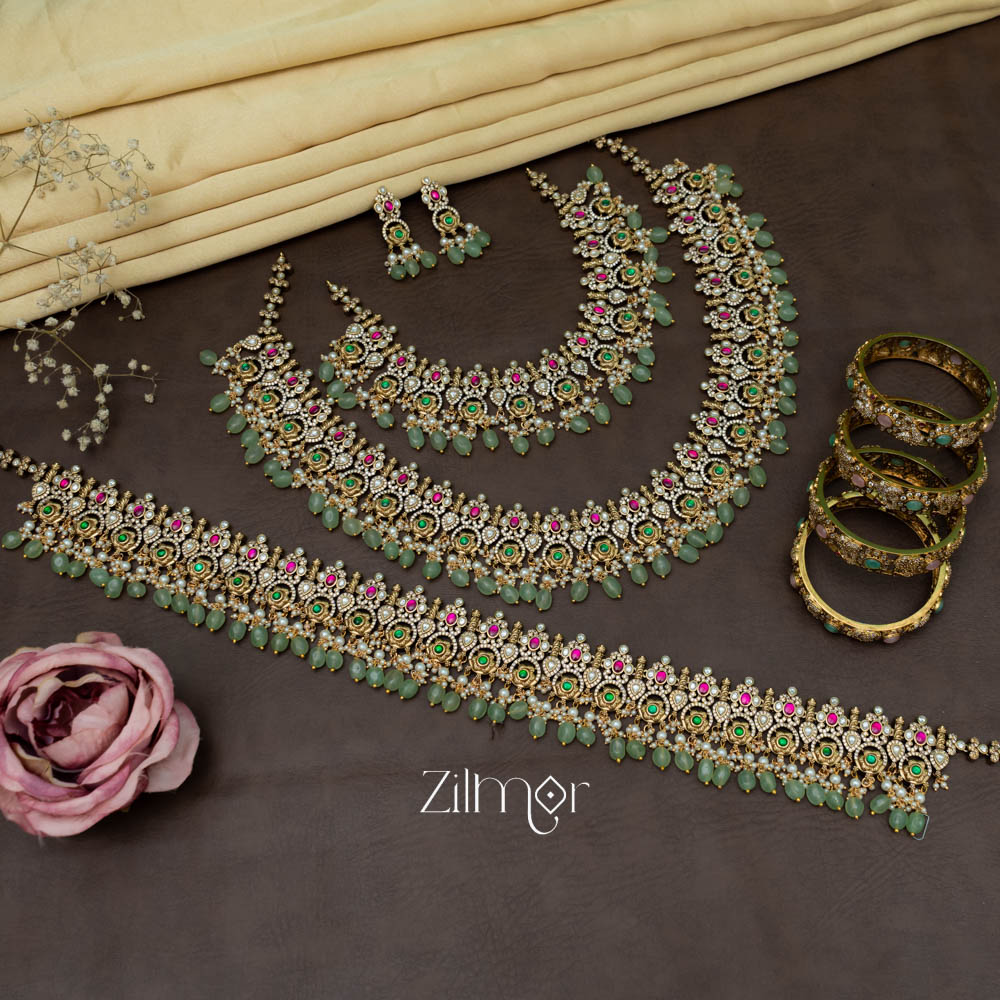 BH101100  - Multi colored Jadau Necklace Set