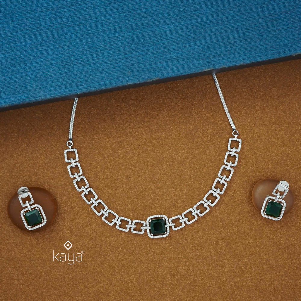 KL101212 - AD Stone Necklace with Earring set (color option)