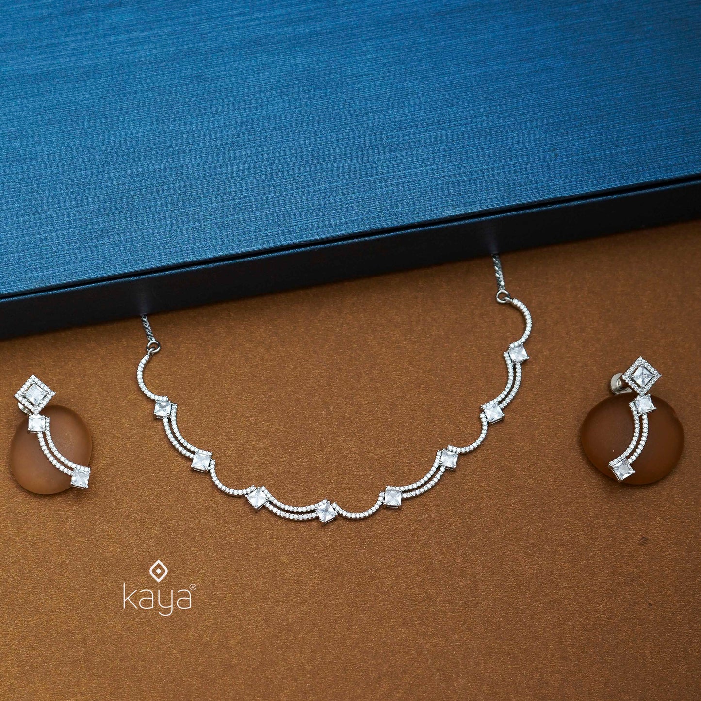 KL101214 - AD Stone Necklace with Earring set