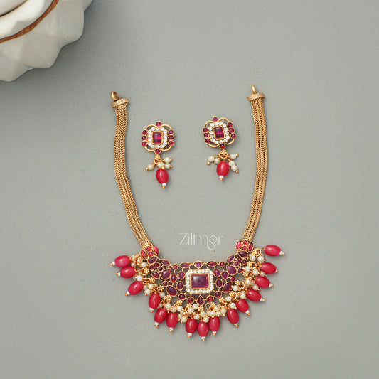 Antique Lakshmi Necklace with Earring Set -KA100581