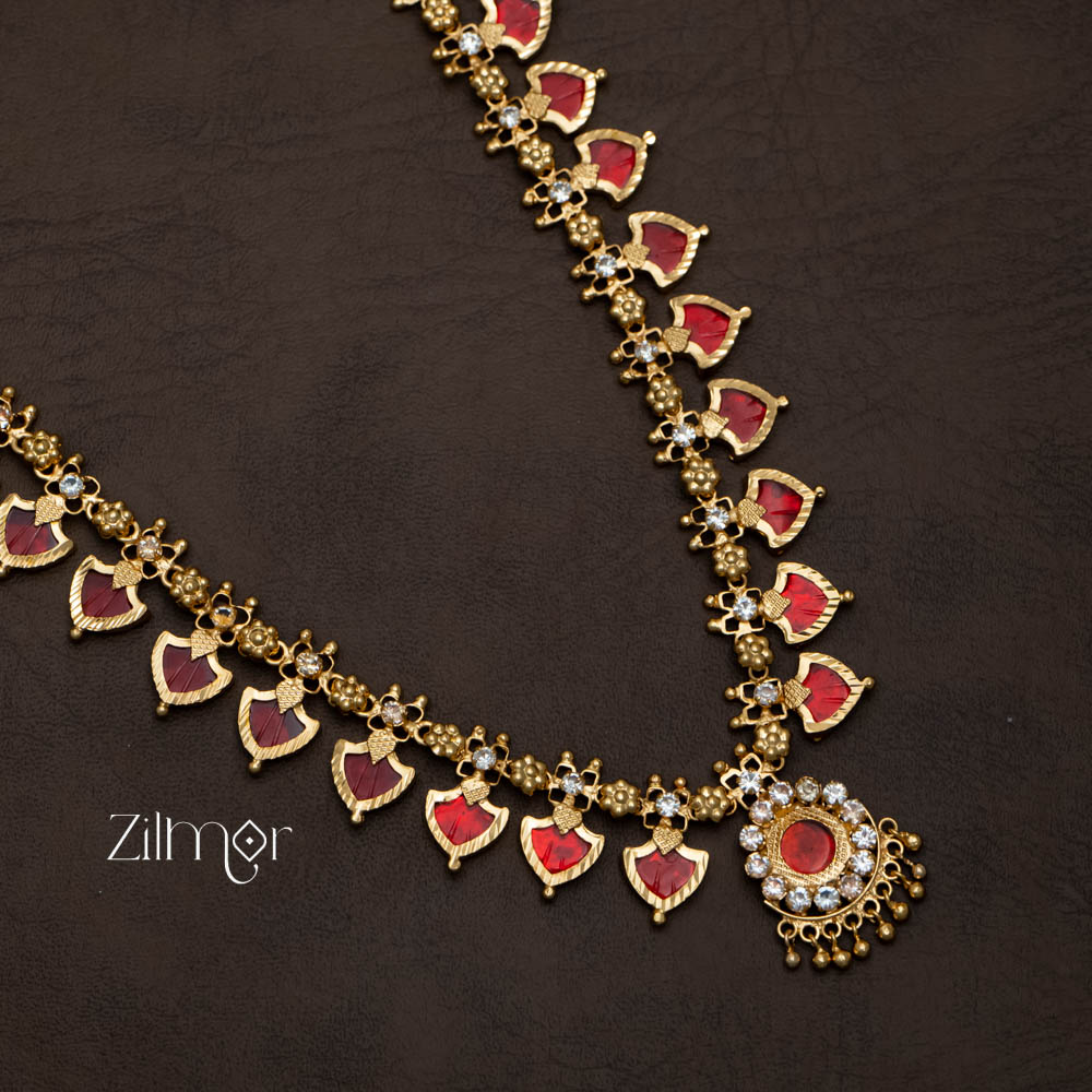 Palakka Long Haram Necklace with Pendant